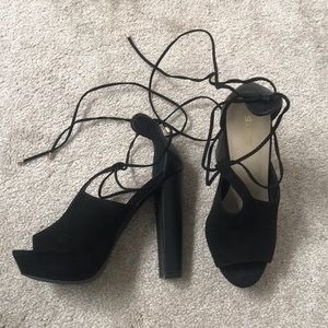 Black lace up heels